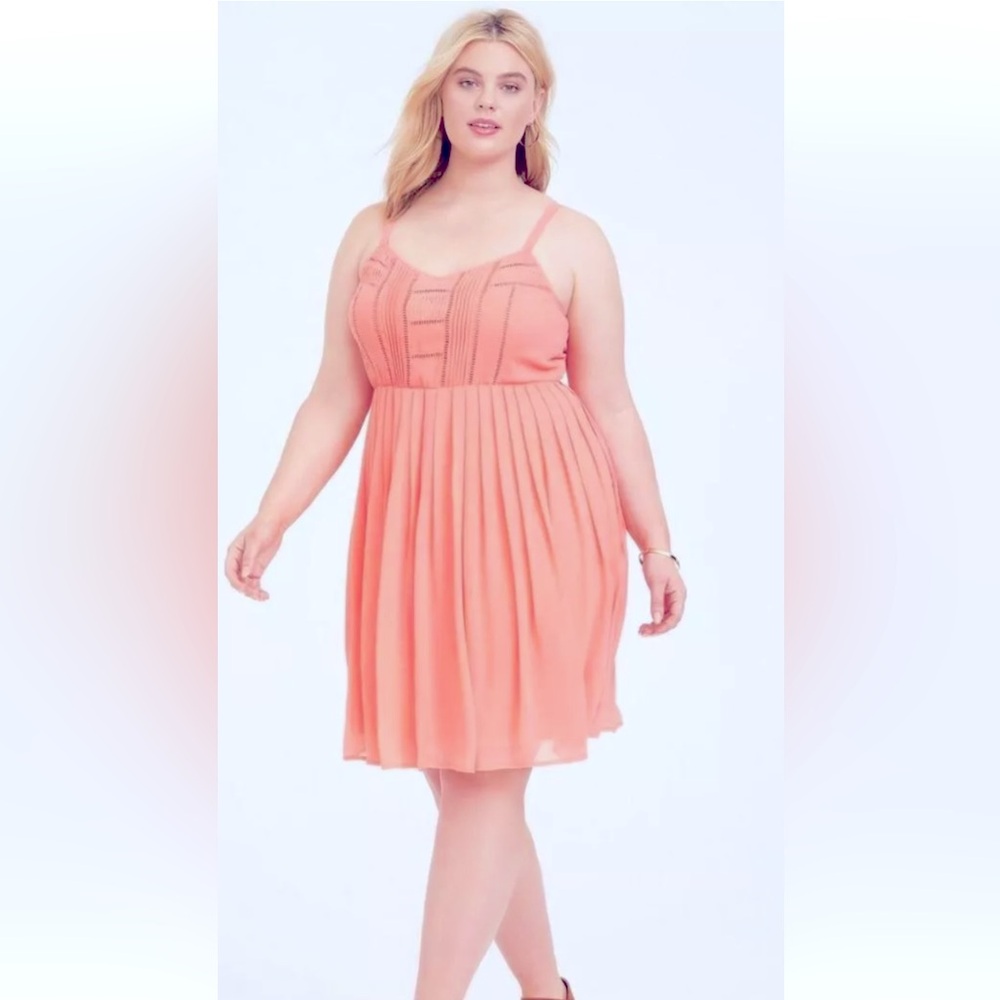 Torrid chiffon peach coral babydoll dress 5
